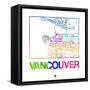 Vancouver Watercolor Street Map-NaxArt-Framed Stretched Canvas