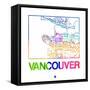 Vancouver Watercolor Street Map-NaxArt-Framed Stretched Canvas