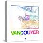 Vancouver Watercolor Street Map-NaxArt-Stretched Canvas