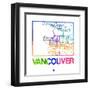 Vancouver Watercolor Street Map-NaxArt-Framed Art Print