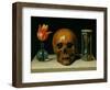 Vanitas, allegory of fleeting time with skull and hour-glass. Oil on canvas.-Philippe De Champaigne-Framed Giclee Print