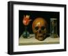 Vanitas, allegory of fleeting time with skull and hour-glass. Oil on canvas.-Philippe De Champaigne-Framed Giclee Print