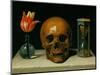 Vanitas, allegory of fleeting time with skull and hour-glass. Oil on canvas.-Philippe De Champaigne-Mounted Giclee Print