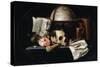 Vanitas Still Life, C.1655 (Oil on Oak Panel)-Johannes Borman-Stretched Canvas