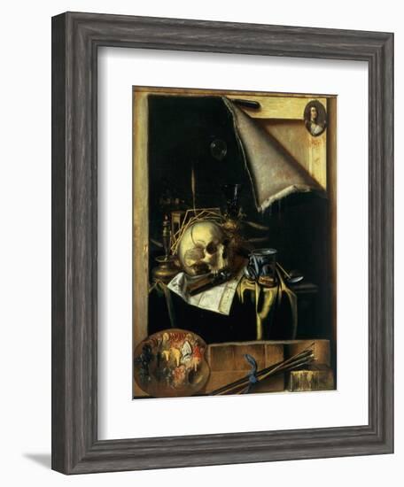 Vanitas (Still Life - Trompe L'Oeil) 1664-Cornelis Norbertus Gysbrechts-Framed Giclee Print