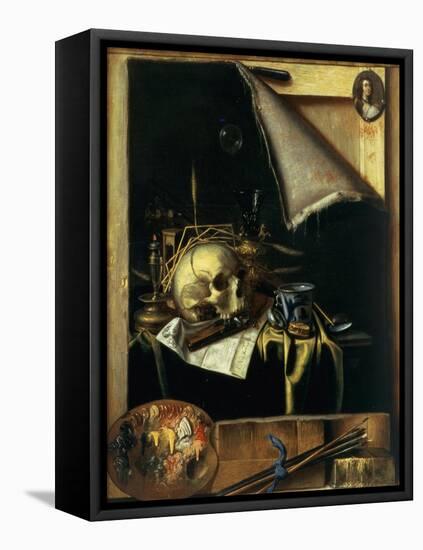 Vanitas (Still Life - Trompe L'Oeil) 1664-Cornelis Norbertus Gysbrechts-Framed Stretched Canvas