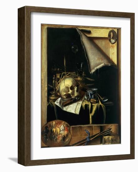 Vanitas (Still Life - Trompe L'Oeil) 1664-Cornelis Norbertus Gysbrechts-Framed Giclee Print