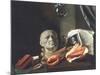 Vanitas Still Life with a Bust, Seashells, Books and Glass Flasks-null-Mounted Giclee Print