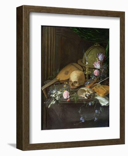 Vanitas Still Life with a Nautilus and a Lute-Matthys Naiveu-Framed Giclee Print