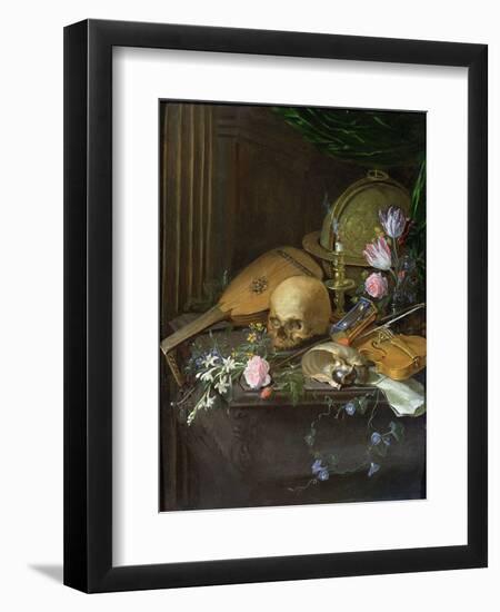 Vanitas Still Life with a Nautilus and a Lute-Matthys Naiveu-Framed Giclee Print