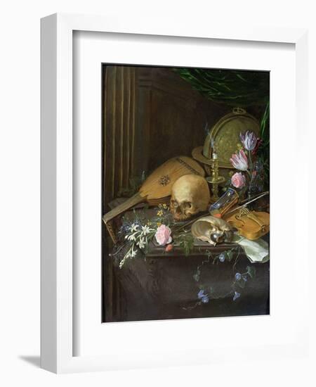 Vanitas Still Life with a Nautilus and a Lute-Matthys Naiveu-Framed Giclee Print