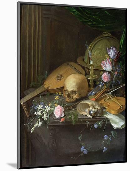 Vanitas Still Life with a Nautilus and a Lute-Matthys Naiveu-Mounted Giclee Print