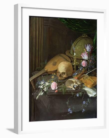 Vanitas Still Life with a Nautilus and a Lute-Matthys Naiveu-Framed Giclee Print