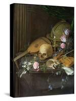 Vanitas Still Life with a Nautilus and a Lute-Matthys Naiveu-Stretched Canvas