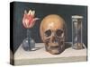 Vanitas Still Life with a Tulip, Skull and Hour-Glass-Philippe De Champaigne-Stretched Canvas