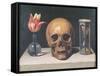Vanitas Still Life with a Tulip, Skull and Hour-Glass-Philippe De Champaigne-Framed Stretched Canvas