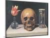 Vanitas Still Life with a Tulip, Skull and Hour-Glass-Philippe De Champaigne-Mounted Premium Giclee Print
