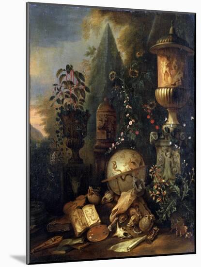 Vanitas, Still Life with a Vase, 17th or Early 18th Century-Matthias Withoos-Mounted Giclee Print