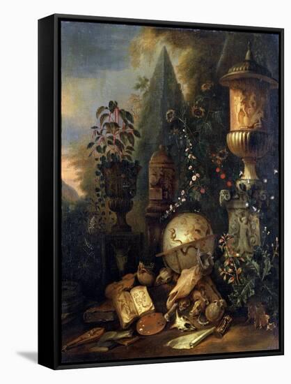 Vanitas, Still Life with a Vase, 17th or Early 18th Century-Matthias Withoos-Framed Stretched Canvas