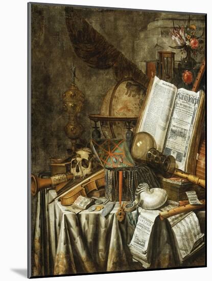 Vanitas Still Life with Musical Instruments, Books, and Other Things, 1663-Evert Collier-Mounted Giclee Print