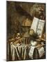 Vanitas Still Life with Musical Instruments, Books, and Other Things, 1663-Evert Collier-Mounted Giclee Print