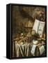 Vanitas Still Life with Musical Instruments, Books, and Other Things, 1663-Evert Collier-Framed Stretched Canvas