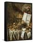 Vanitas Still Life with Musical Instruments, Books, and Other Things, 1663-Evert Collier-Framed Stretched Canvas