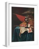 Vanitas Still Life with the Artist at His Easel Reflected in a Crystal Ball-Vincent Laurensz van der Vinne-Framed Giclee Print