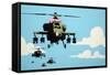 Vapor Helicopter UAV-Banksy-Framed Stretched Canvas