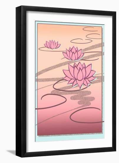 Vaporwave Lotus-null-Framed Art Print
