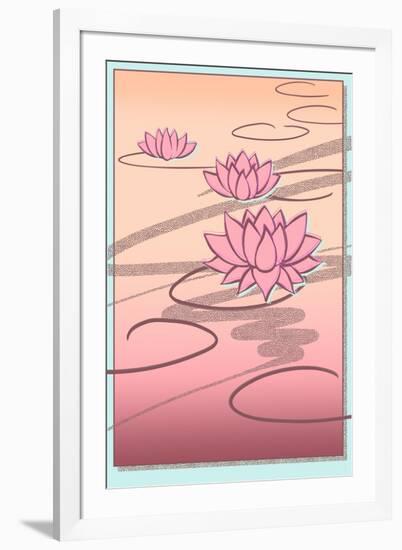 Vaporwave Lotus-null-Framed Art Print