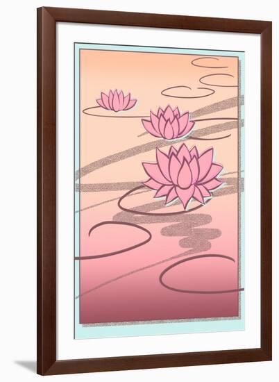 Vaporwave Lotus-null-Framed Art Print