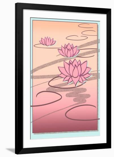 Vaporwave Lotus-null-Framed Art Print