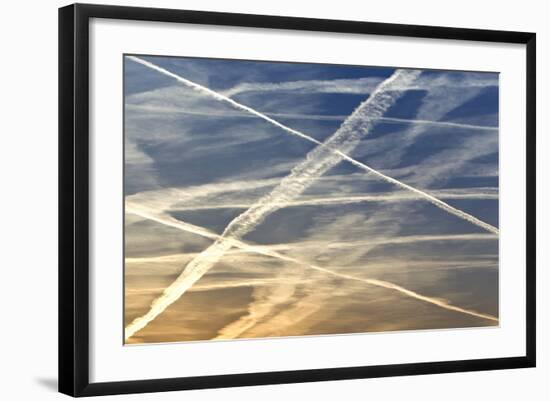 Vapour Trails from Airliners-null-Framed Photographic Print