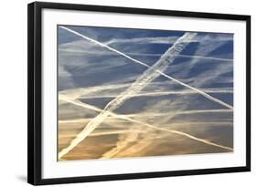 Vapour Trails from Airliners-null-Framed Photographic Print