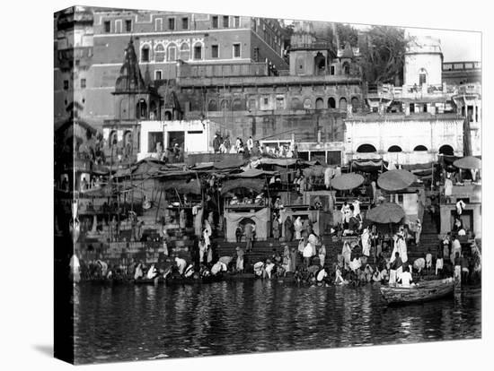 Varanasi (Bathers)-null-Stretched Canvas