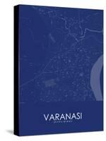 Varanasi, India Blue Map-null-Stretched Canvas