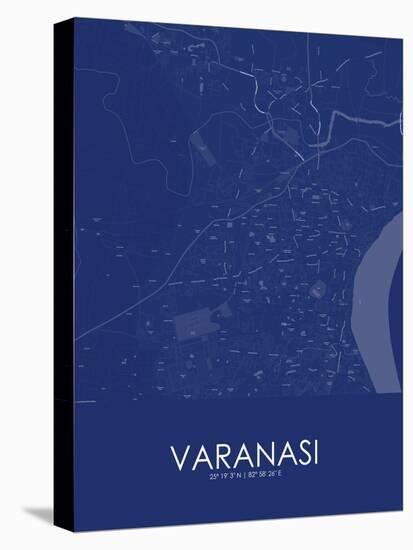 Varanasi, India Blue Map-null-Stretched Canvas