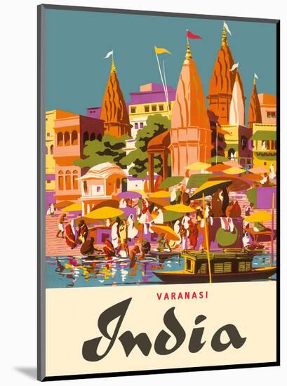 Varanasi India, Ganges River, (Banares, Banaras, Kashi) in Uttar Pradesh, Manikarnika Burning Ghat-Charles Baskerville-Mounted Art Print