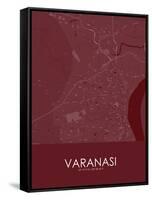 Varanasi, India Red Map-null-Framed Stretched Canvas