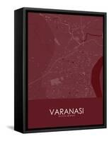 Varanasi, India Red Map-null-Framed Stretched Canvas