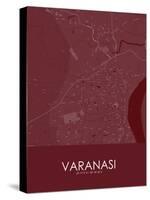 Varanasi, India Red Map-null-Stretched Canvas