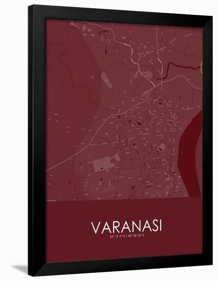 Varanasi, India Red Map-null-Framed Poster
