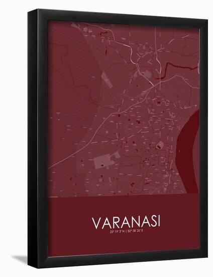 Varanasi, India Red Map-null-Framed Poster