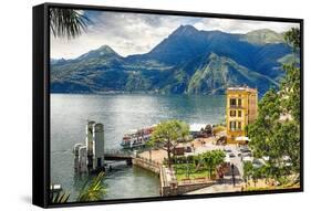 Varenna Harbor on Lake Como, Italy-George Oze-Framed Stretched Canvas