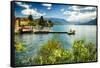 Varenna Harbor View On Lake Como-George Oze-Framed Stretched Canvas
