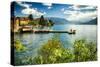 Varenna Harbor View On Lake Como-George Oze-Stretched Canvas