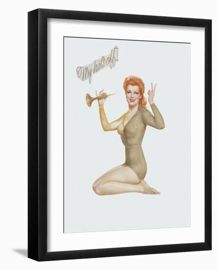 Varga Girl, April 1943-Alberto Vargas-Framed Art Print