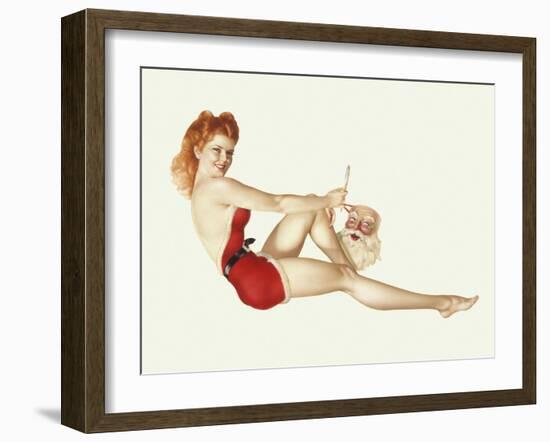 Varga Girl, December 1942-Alberto Vargas-Framed Art Print