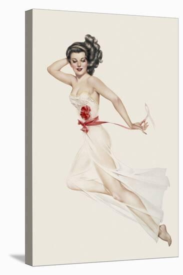 Varga Girl, February 1943-Alberto Vargas-Stretched Canvas